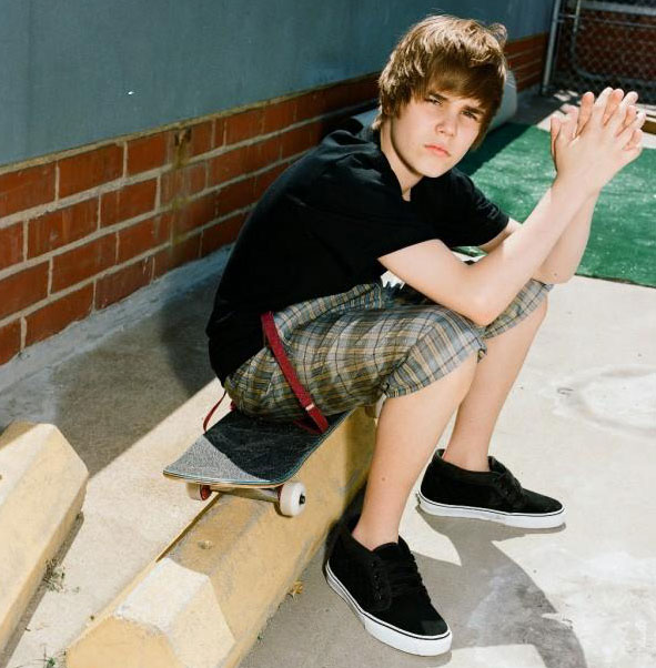 Justin on a skateboard