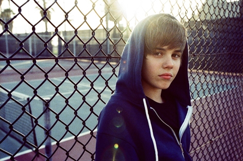 Justin Bieber wearing a hoodie